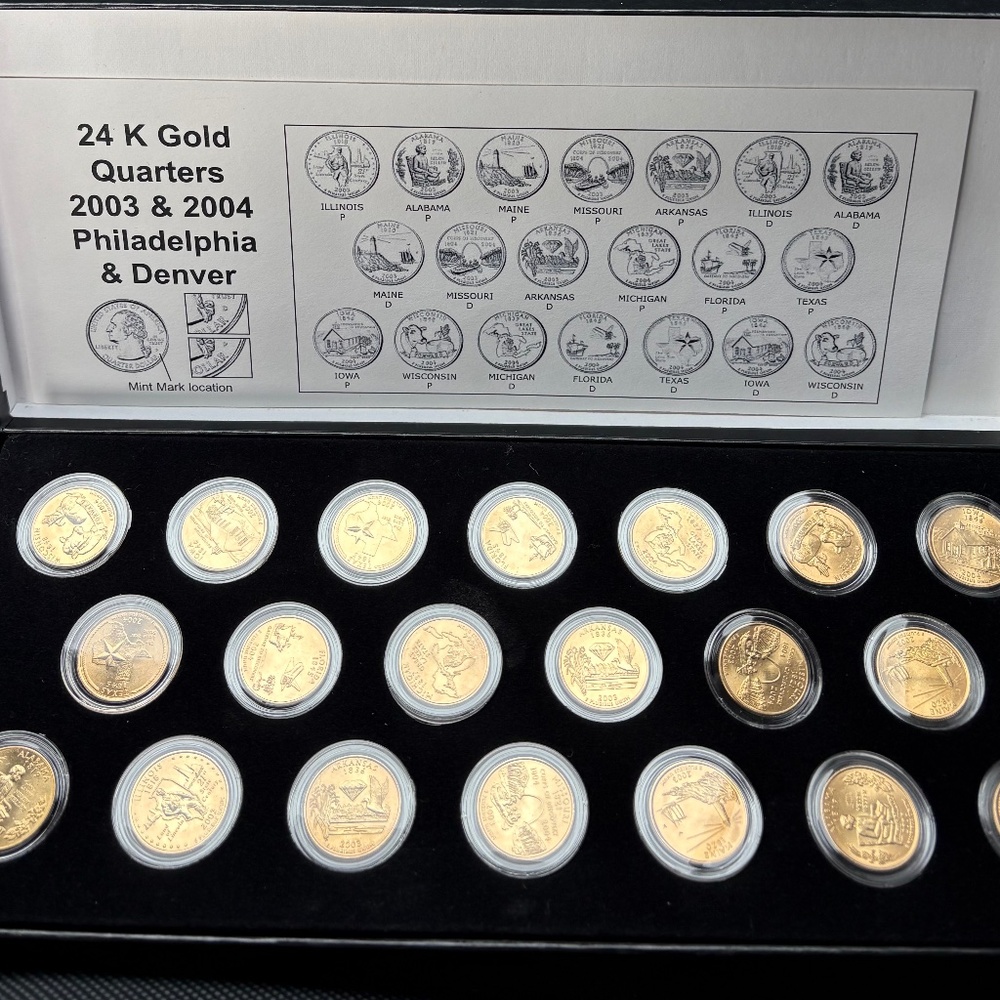 2003- 2004 24 Karat Gold plated State Quarters Collection